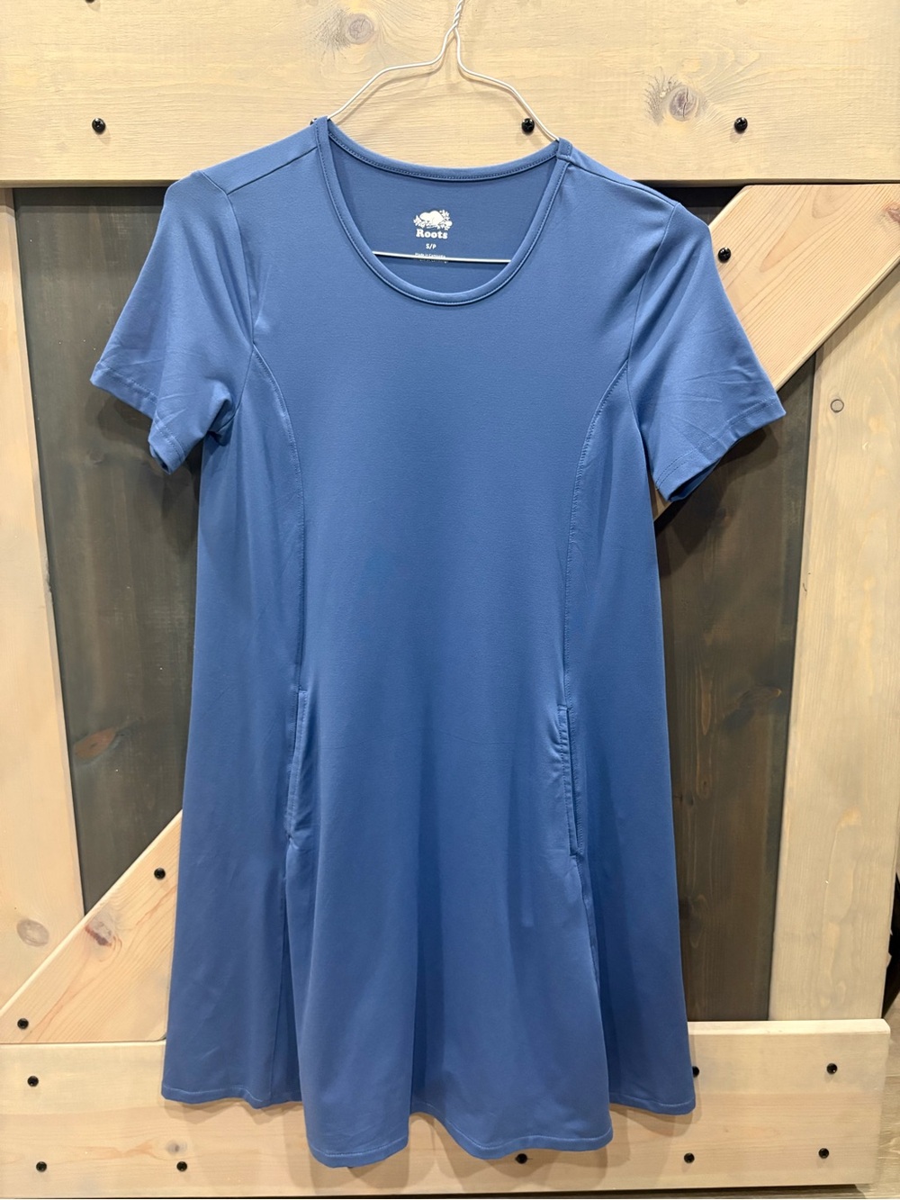 Beautiful Roots Short-Sleeve Slate Blue T-Hirt dress with a touch of spandex